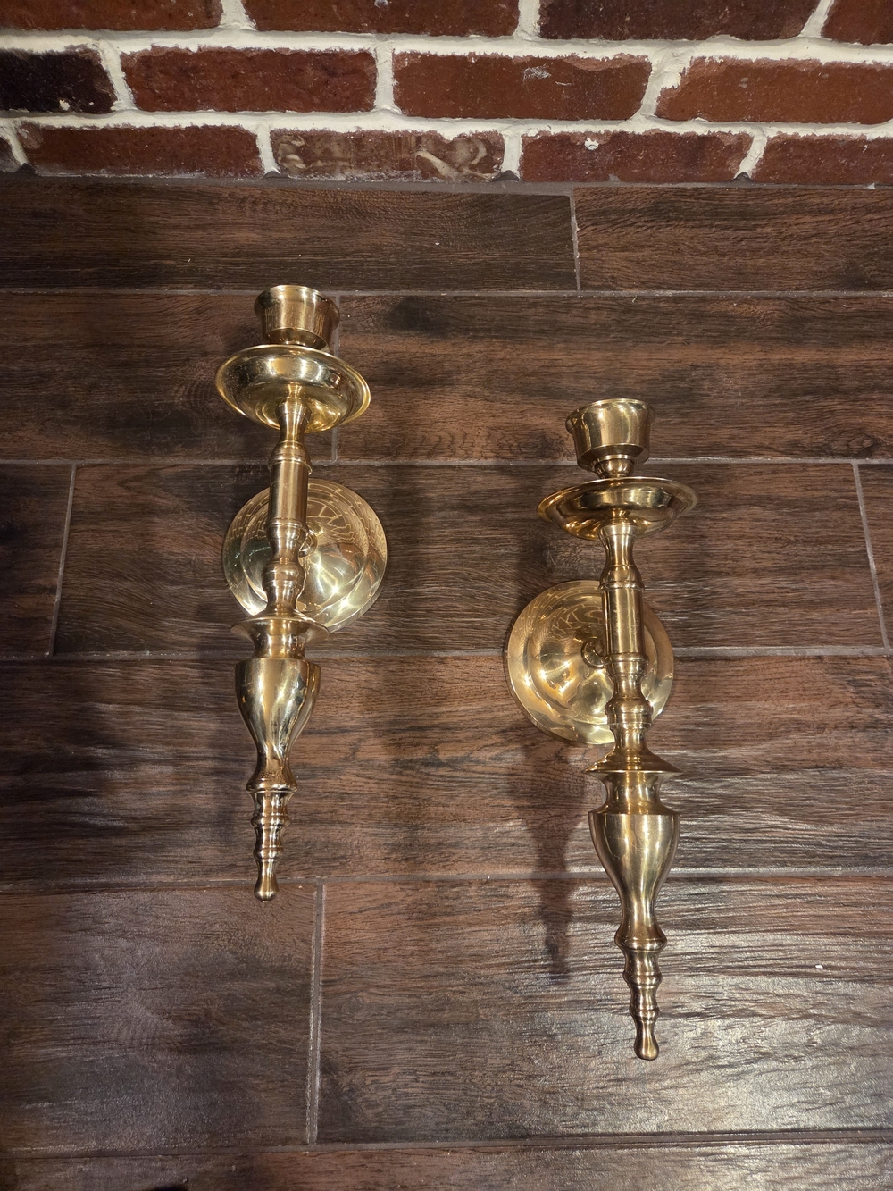 Pair of Vintage Brass Candle Sconces Wall Mounted Neoclassical